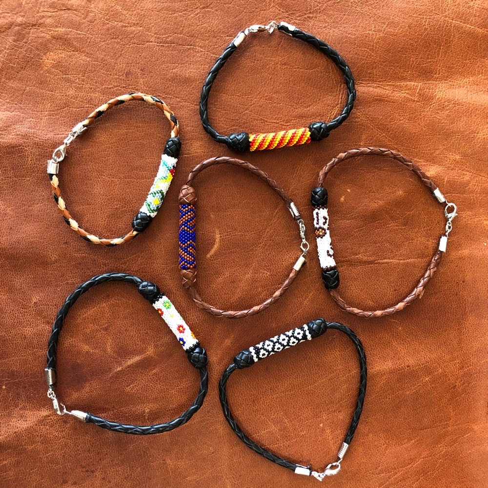 Bracelets, Beaded on lace